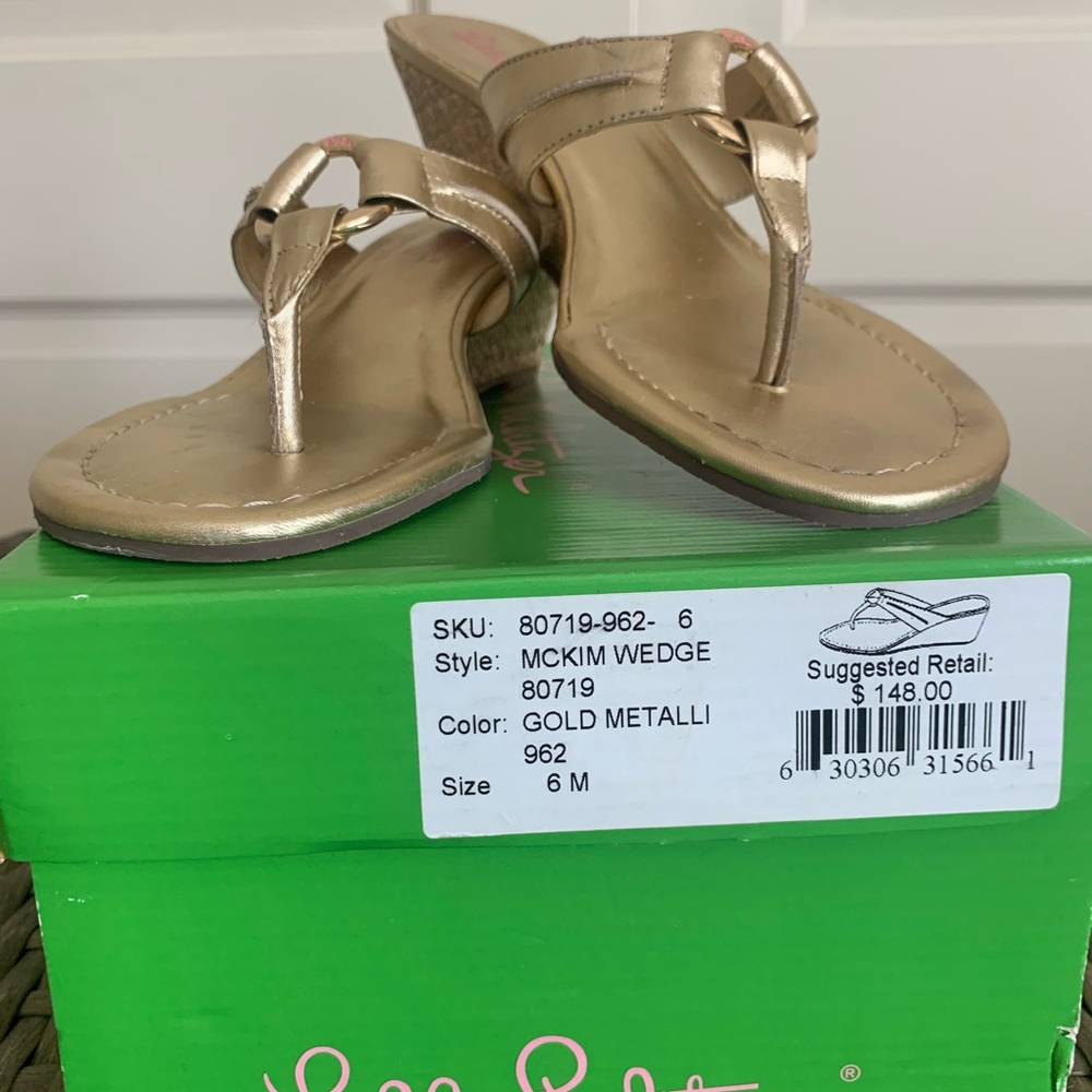 Lilly Pulitzer Gold Wedge Shoes